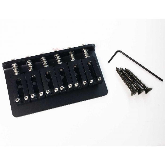 Hipshot 41200M Modern Spacing 6-String Hardtail Guitar Bridge - BLACK