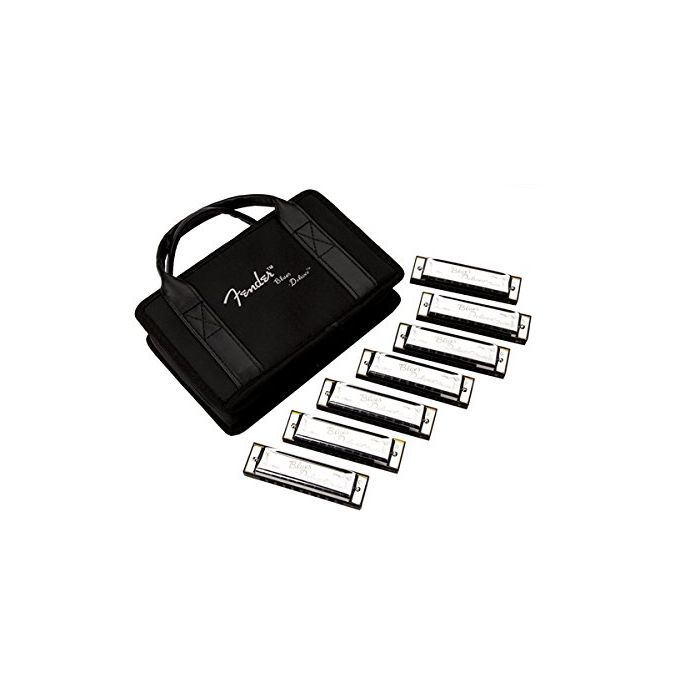 Fender Blues Deluxe Harmonicas, Set of 7, Keys of C, G, A, D, F, E, Bb