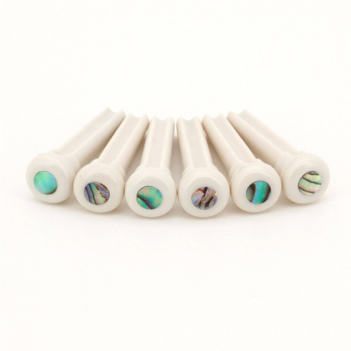 Graph Tech TUSQ Presentation Paua Shell Dot Inlay White Acoustic Bridge Pins