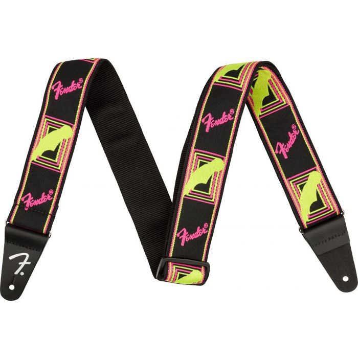 Genuine Fender Neon Monogrammed Adjustable Guitar Strap, YELLOW/PINK