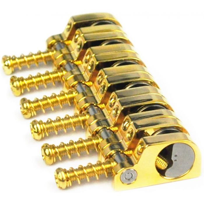 Babicz Full Contact Hardware FCHTSGD T-Swivel Strat Bridge Saddles 6 Set - GOLD