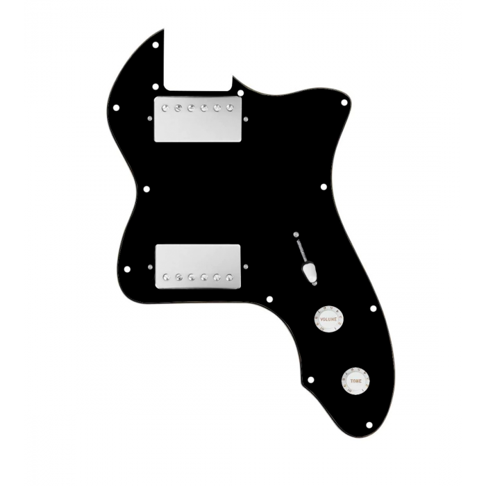 920D Custom 72 Thinline Tele Loaded Pickguard With Nickel Smoothie Humbuckers, White Knobs, and Black Pickguard