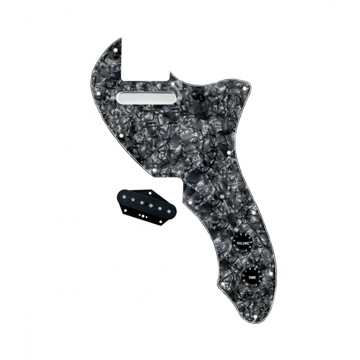 920D Custom 72 Thinline Tele Single Coil Loaded Pickguard With Texas Vintage Pickups, Aged White Knobs, and Black Pearl Pickguard