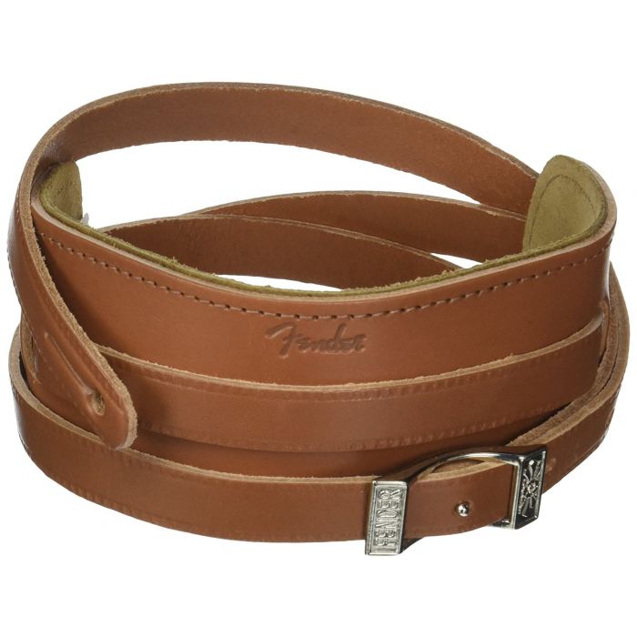 Genuine Fender Deluxe Vintage Adjustable Leather Guitar Strap - Brown
