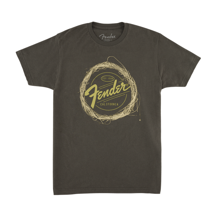 Genuine Fender Braided Guitar Strings Logo T-Shirt - Gray - Small - S