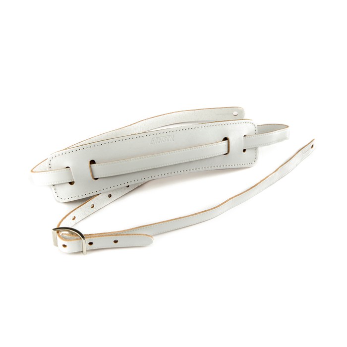 Genuine Gretsch Logo Vintage Leather Adjustable Guitar Strap (White)