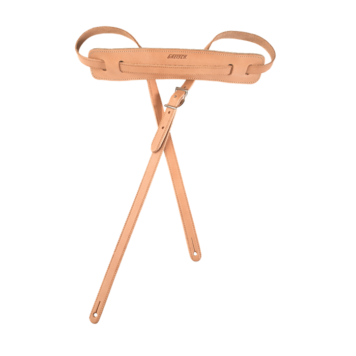 Genuine Gretsch Logo Vintage Leather Adjustable Guitar Strap (Natural)