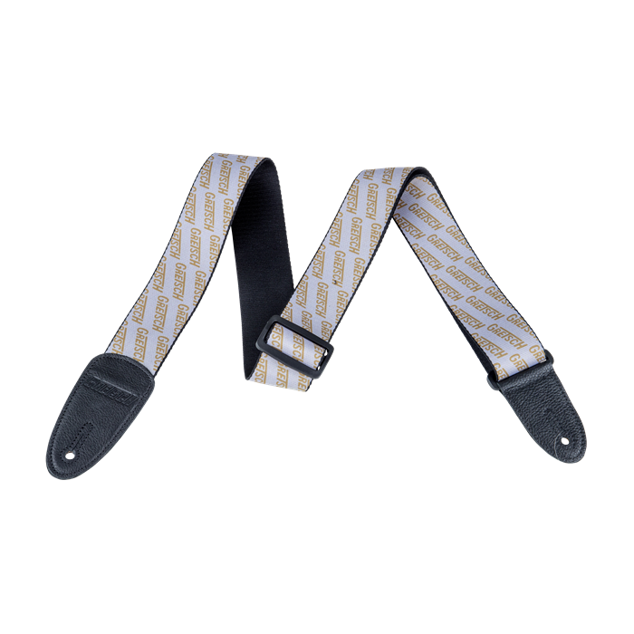 Genuine Gretsch Strap with Gold Logos, White