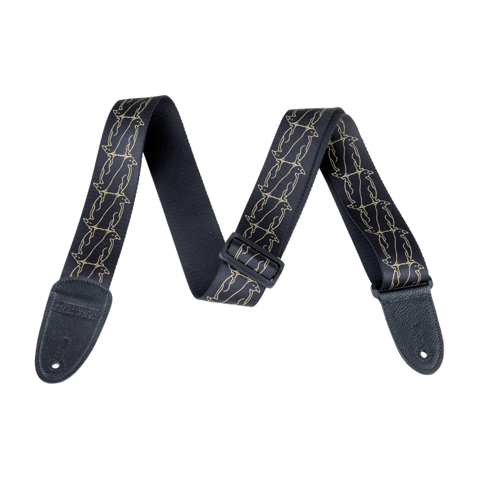 Genuine Gretsch Alternating Black and Gold Penguins Guitar Strap