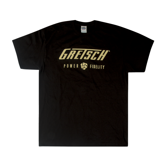 Gretsch Guitars Power & Fidelity Men's Tee Logo T-Shirt, Black, LARGE (L)