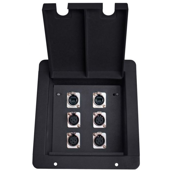 Elite Core FB6-2NE8FD Recessed Stage Pocket Floor Box w/ 4 XLR, 2 EtherCon Cat5e