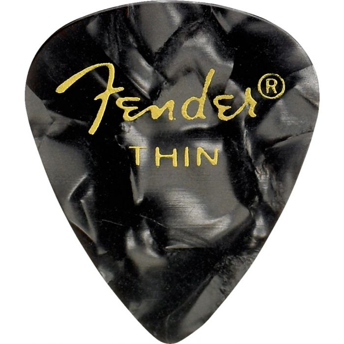 Fender 351 Premium Celluloid Guitar Picks - THIN BLACK MOTO - 12-Pack (1 Dozen)