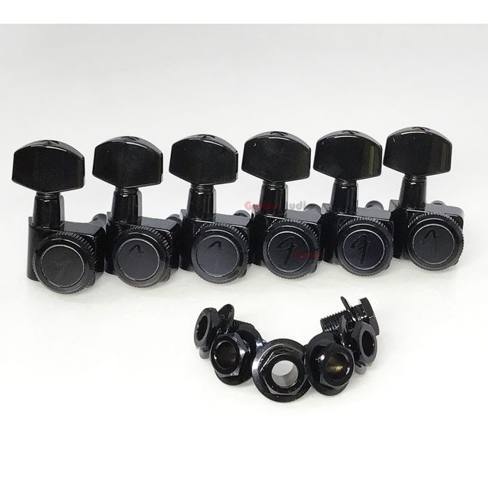 Genuine Fender Locking Strat/Tele Guitar F Tuning Pegs Tuners Machines - BLACK
