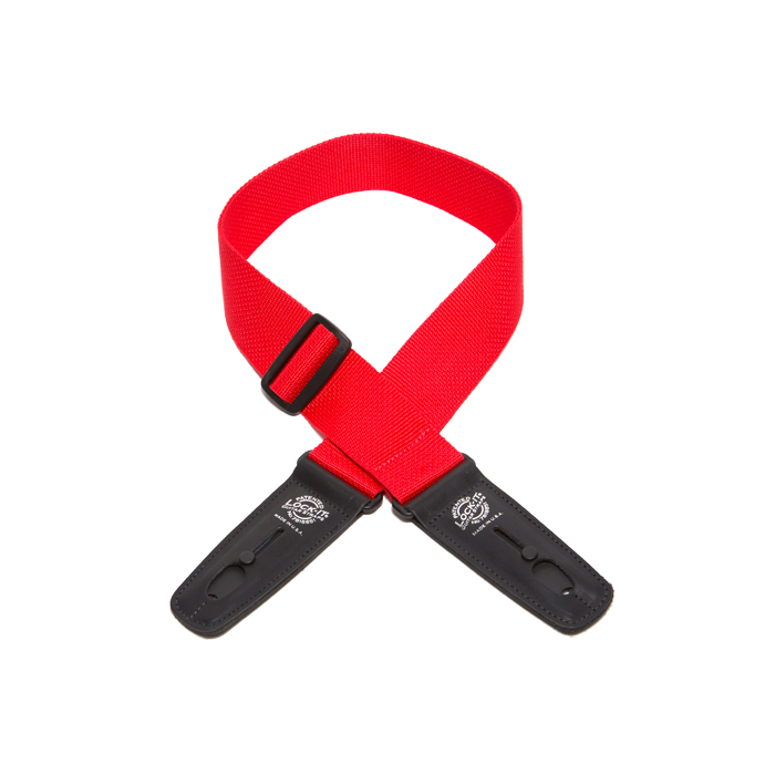 Lock-It Professional Poly Guitar Strap with Locking Leather Ends, Red