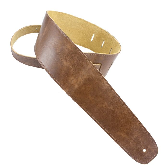 Henry Heller Capri Leather Series, 3.5" Wide Guitar Strap, Vintage Brown