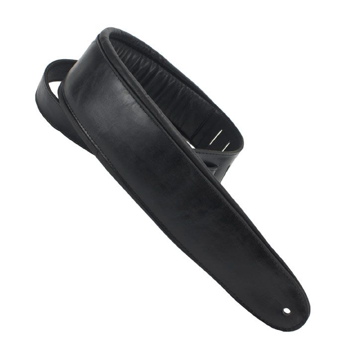 Henry Heller Luxe Padded Leather, 3.5" Wide Guitar Strap, Black