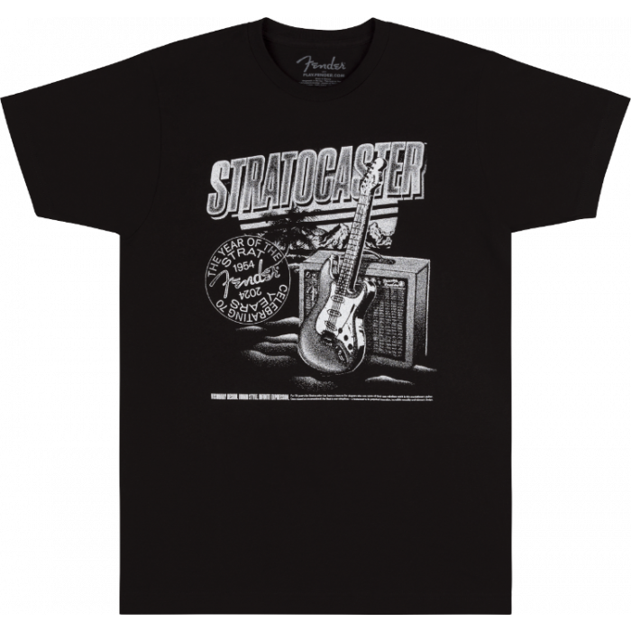 Genuine Fender Stratocaster/Strat 70th Anniversary, Tee, Black, XL, X-Large