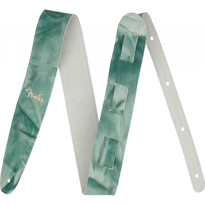 Genuine Fender Tie Dye Leather Guitar Strap, Green, 2" Wide