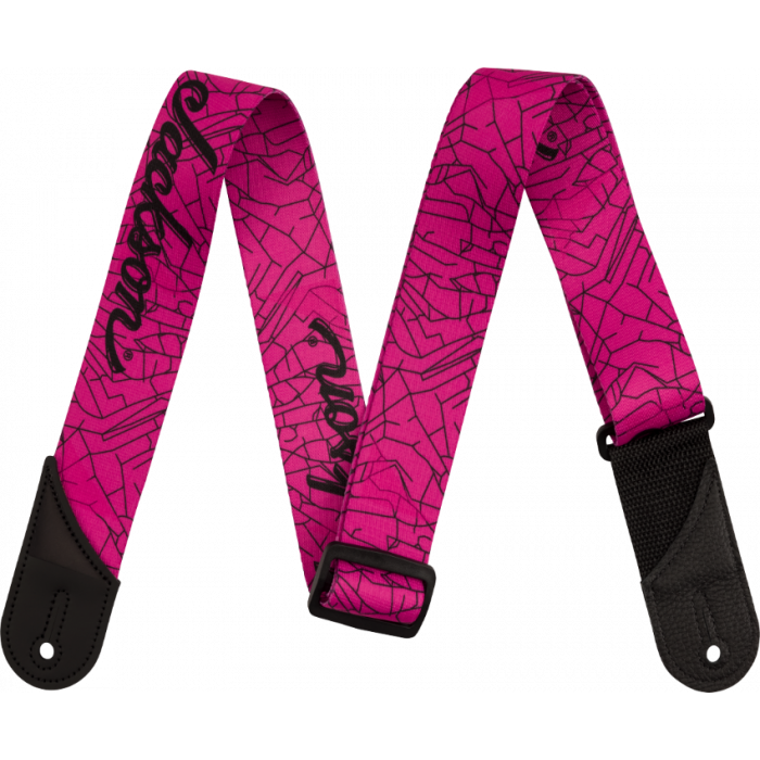 Jackson Cracked Mirror Guitar Strap, Adjustable, Pink, 2" Wide
