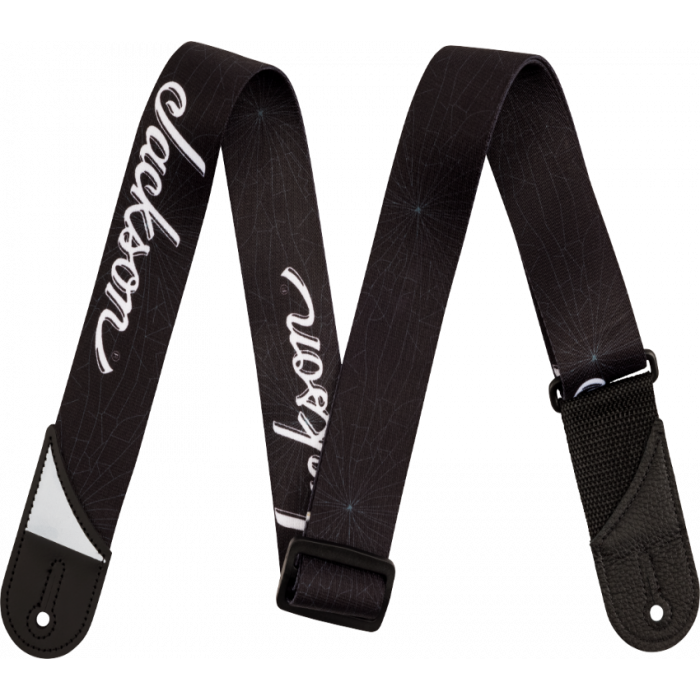 Jackson White Logo Guitar Strap, Adjustable, Black, 2" Wide