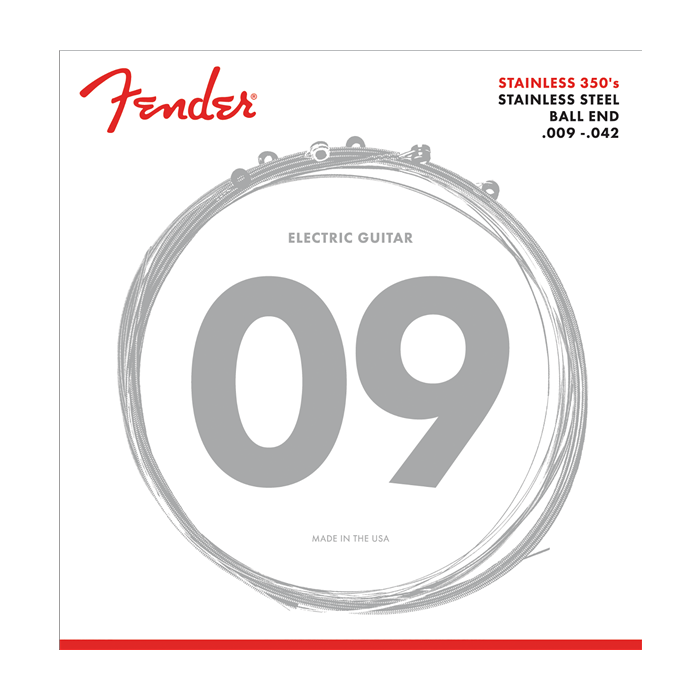 Fender 350's Electric Guitar Strings, Stainless Steel, Ball End, 350L 9-42