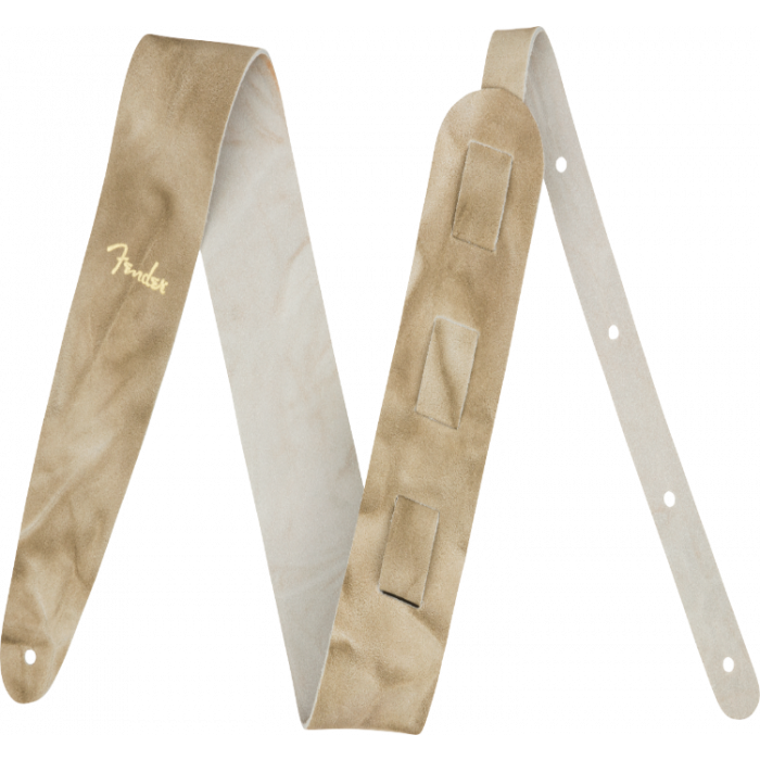 Genuine Fender Tie Dye Leather Guitar Strap, Natural, 2" Wide