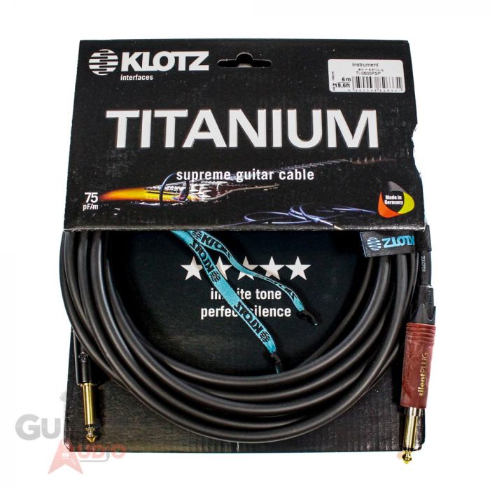 Klotz TITANIUM Supreme Guitar/Instrument Cable, 20ft/6m, Straight Silent Plug