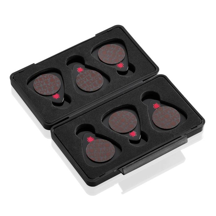 TIK PIK Stick-On Celluloid Guitar Picks, Black, 6-Pack, MEDIUM With Case