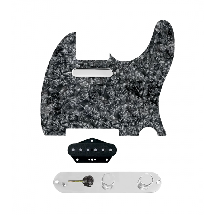 920D Custom Texas Vintage Loaded Pickguard for Tele With Black Pearl Pickguard and T3W-C Control Plate