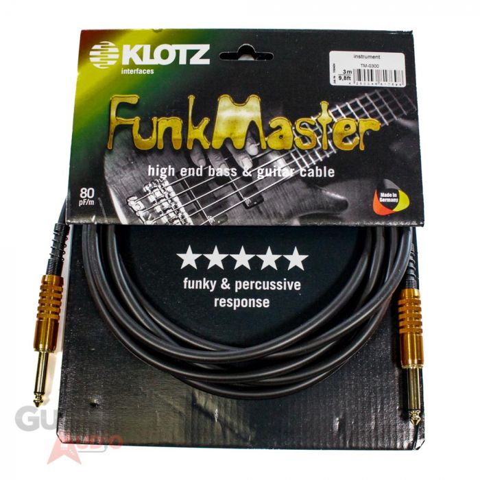 Klotz FunkMaster High End Guitar & Bass Cable, 10ft/3m, Straight/Straight