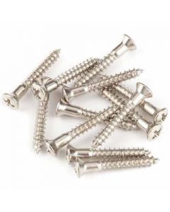Genuine Fender Oval-Head (6 x 1") Nickel Strap Button Mounting Screws, 12 Pack