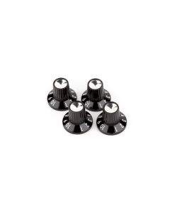 (4) Genuine Fender Black/Silver Skirted (1-10) Push-On Amplifier/Amp Knobs