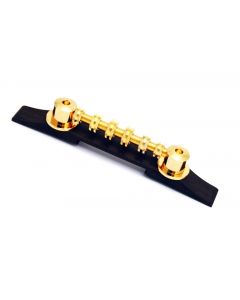 Genuine Gretsch Space Control Roller Adjustable Guitar Bridge w/Wood Base - GOLD