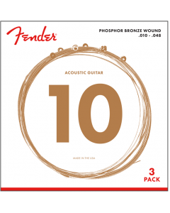 3-PACK Fender 60XL Phosphor Bronze Acoustic Guitar Strings - EXTRA LIGHT 10-48