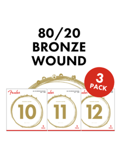 3-PACK Fender 70XL 80/20 Bronze Acoustic Guitar Strings - EXTRA LIGHT 10-48