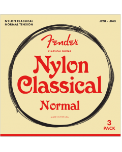 3-PACK Fender 100 Clear Nylon Tie End Classical Guitar Strings - MEDIUM 28-43