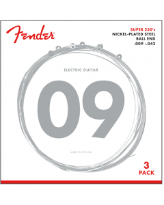 (PACK OF 3) Fender Super 250's Electric Guitar Strings - 250L, LIGHT,  9-42