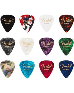 Fender Guitar Picks 351 Shape, Celluloid Color Medley Mix, HEAVY (12 PACK)