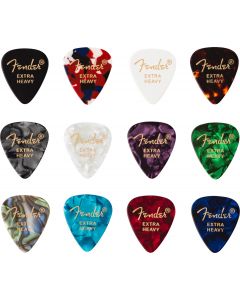 Fender Guitar Picks 351 Shape, Celluloid Color Medley Mix, EXTRA HEAVY (12 PACK)