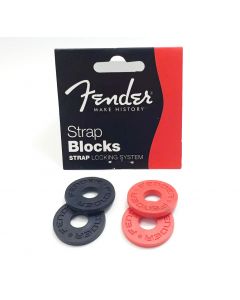 Genuine Fender Black & Red Strap Blocks Lock System (4-Pack)