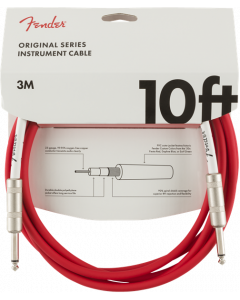 Genuine Fender Original Series Instrument/Guitar Cable, FIESTA RED, 10' ft
