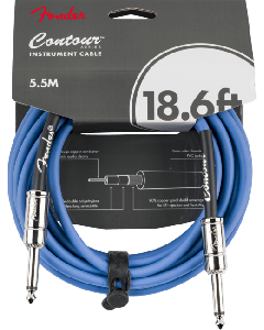 Fender Contour Series Instrument Cable, Straight, 18.6' ft, Lake Placid Blue