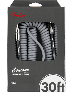 Fender Contour Series Guitar/Instrument Coiled Cable, 30' ft, Inca Silver