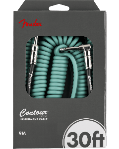 Fender Contour Series Guitar/Instrument Coiled Cable, 30' ft, Sherwood Green