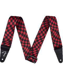Genuine Fender Wavy Checkerboard Polyester Guitar Strap, Red