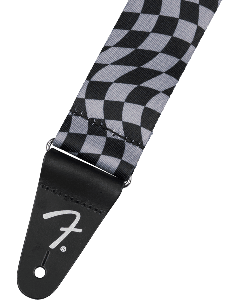 Genuine Fender Wavy Checkerboard Polyester Guitar Strap, Gray