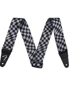 Genuine Fender Wavy Checkerboard Polyester Guitar Strap, Gray