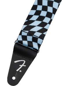 Genuine Fender Wavy Checkerboard Polyester Guitar Strap, Blue