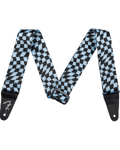 Genuine Fender Wavy Checkerboard Polyester Guitar Strap, Blue