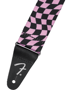 Genuine Fender Wavy Checkerboard Polyester Guitar Strap, Pink